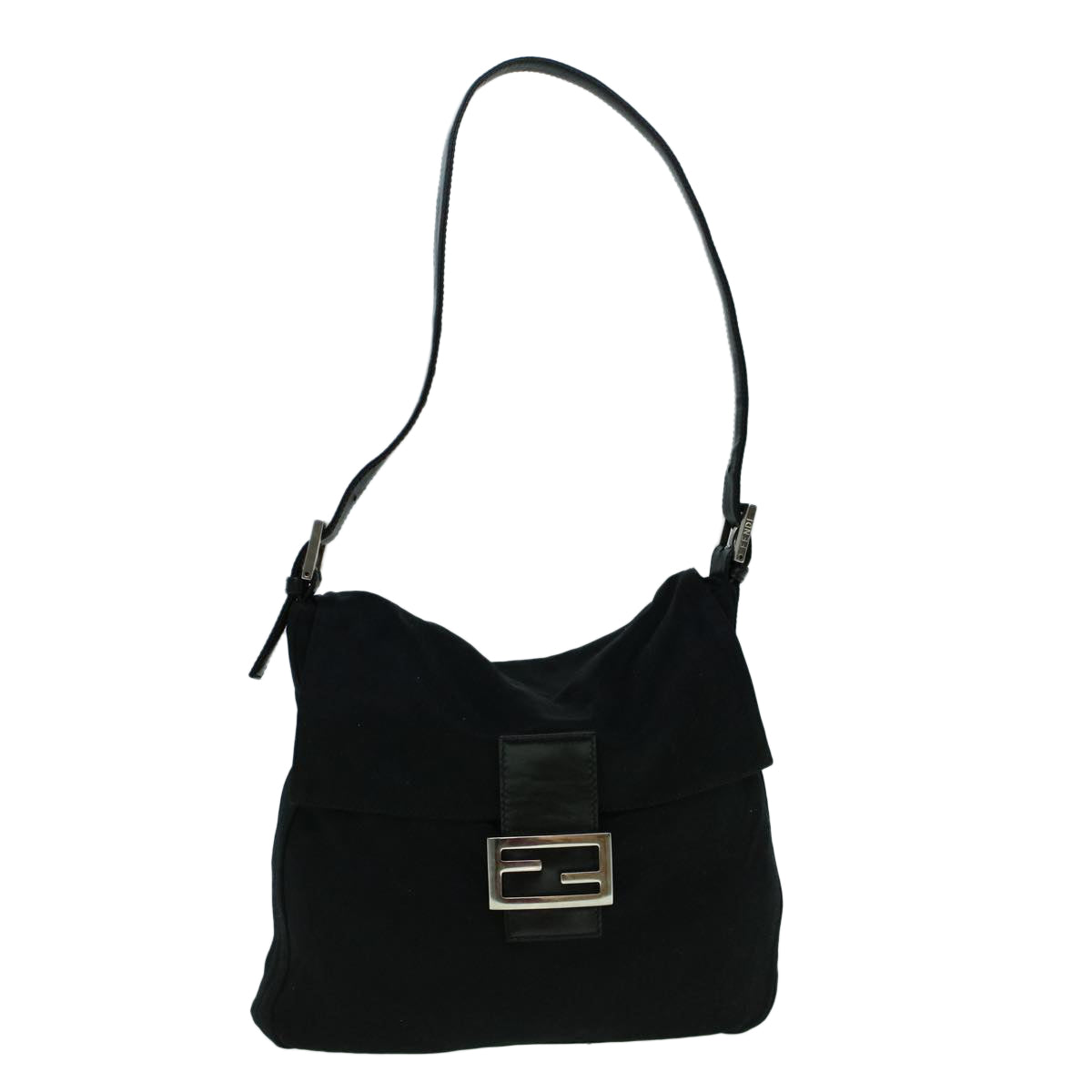 FENDI Mamma Baguette Shoulder Bag Nylon Black Auth 60359