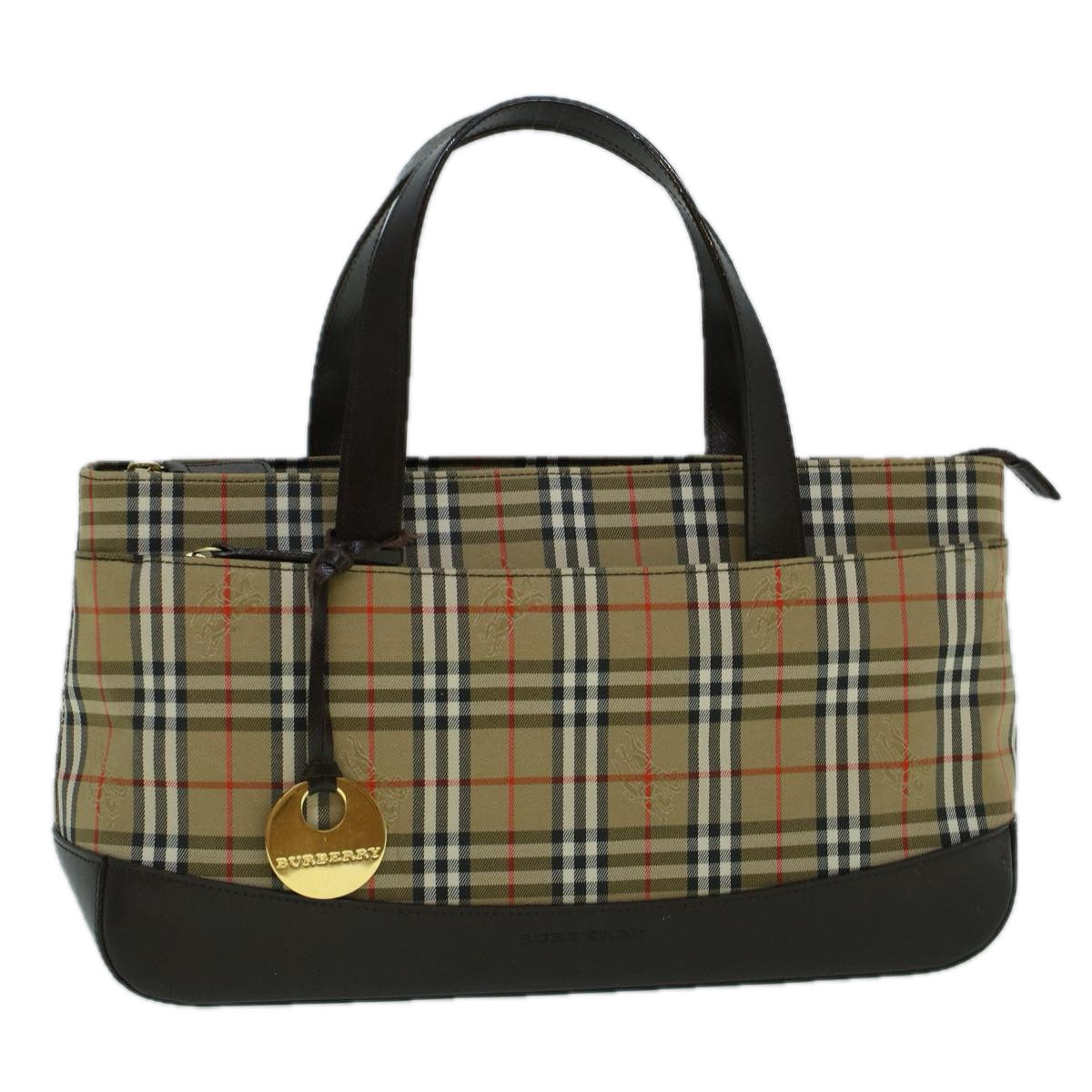 BURBERRY Nova Check Hand Bag Canvas Beige Brown Auth 60381