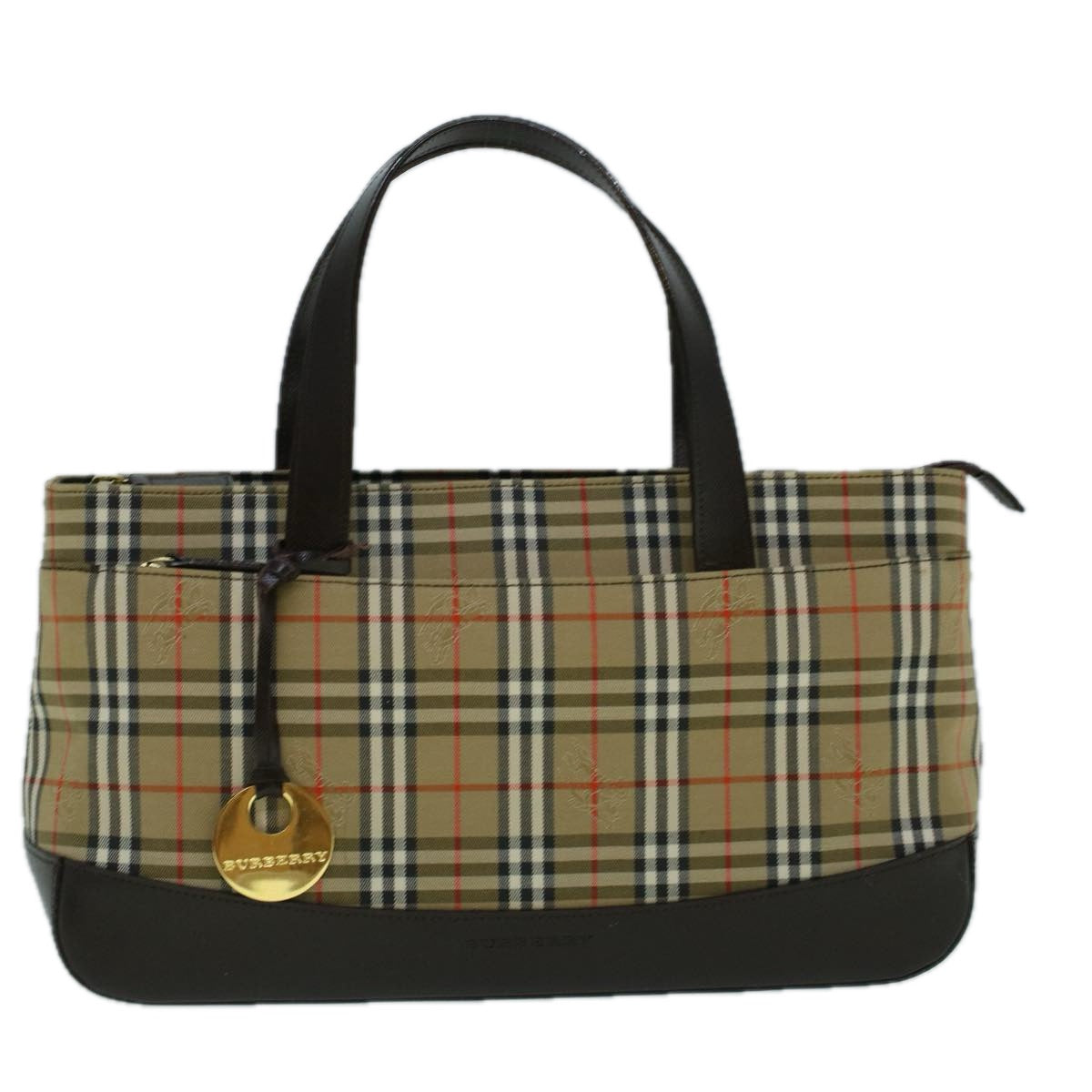 BURBERRY Nova Check Hand Bag Canvas Beige Brown Auth 60381