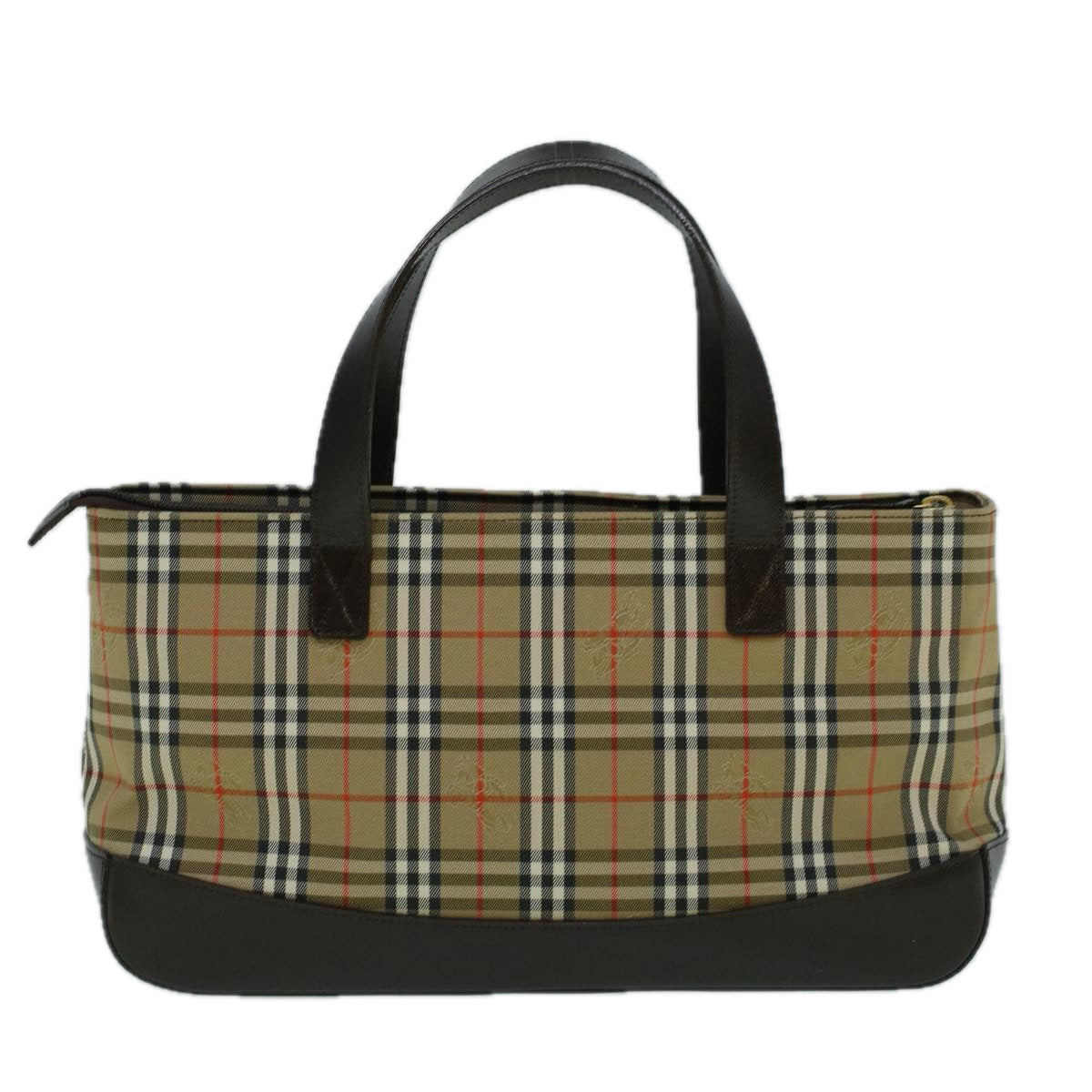 BURBERRY Nova Check Hand Bag Canvas Beige Brown Auth 60381