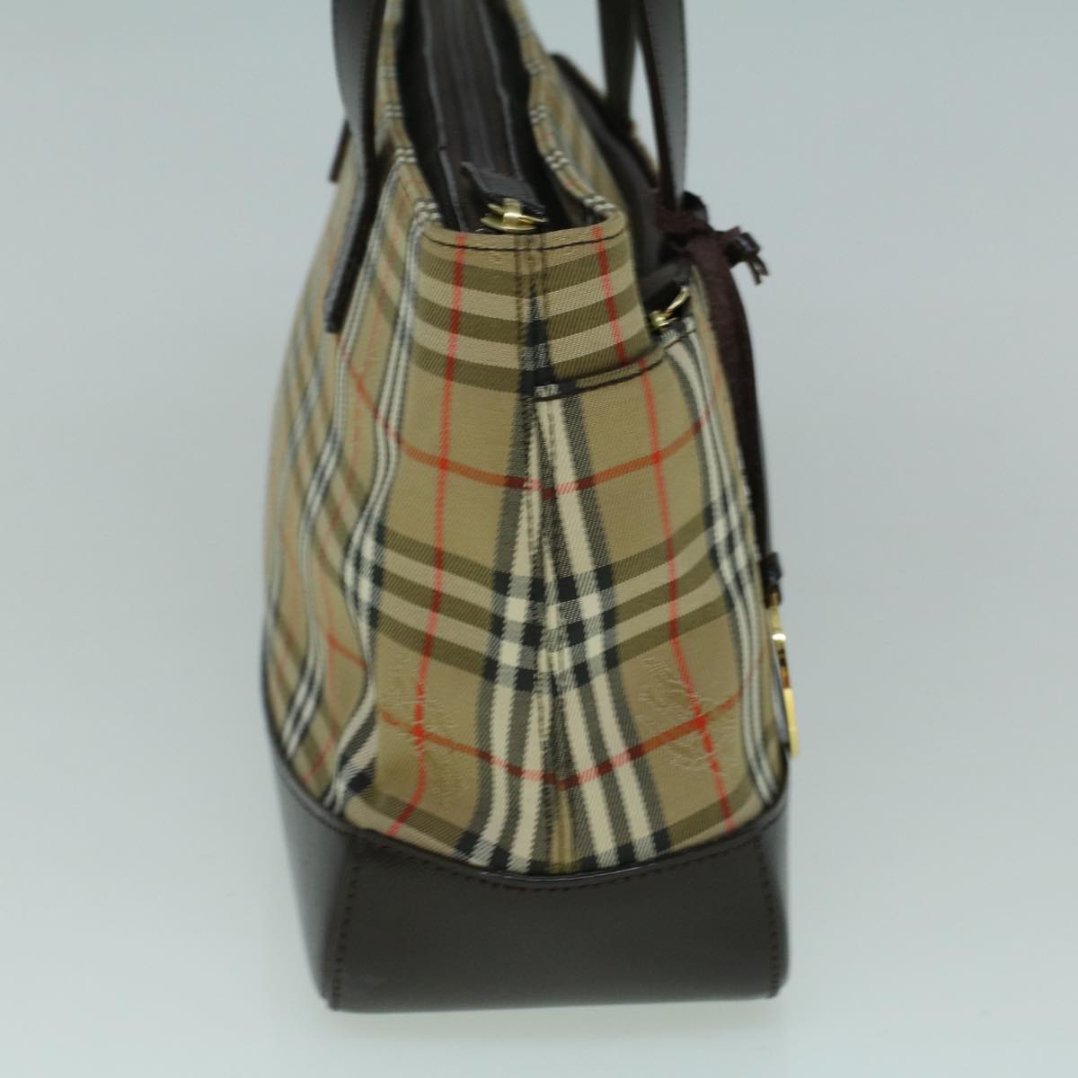 BURBERRY Nova Check Hand Bag Canvas Beige Brown Auth 60381