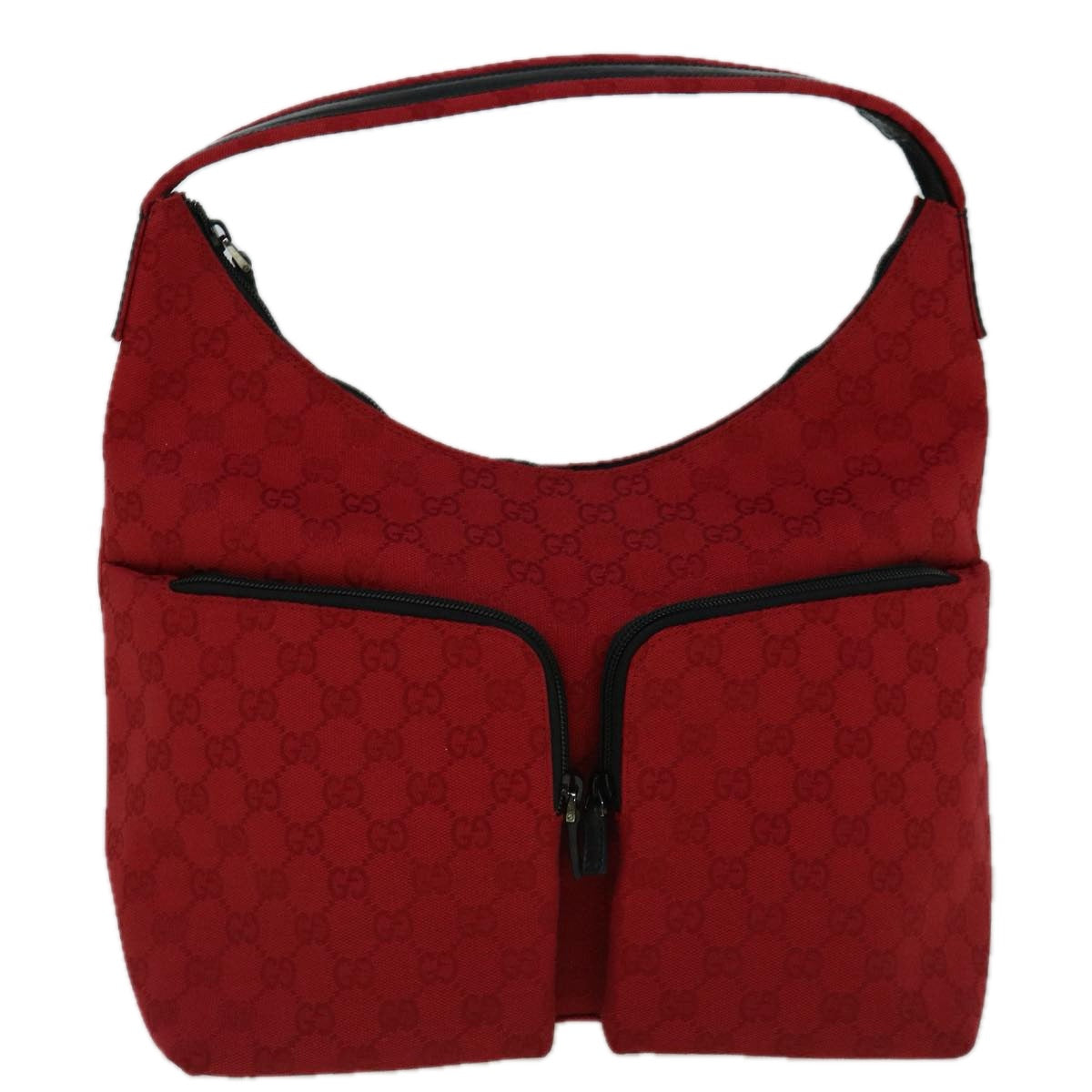 GUCCI GG Canvas Shoulder Bag Red 001 3380 002058 Auth 60384