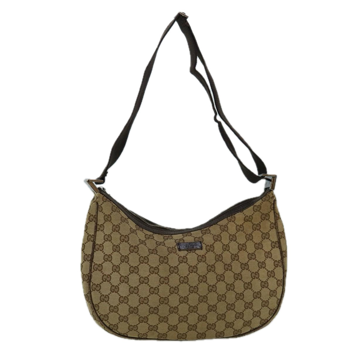 GUCCI GG Canvas Shoulder Bag Beige 122790 Auth 60390