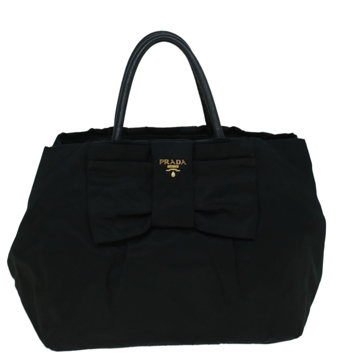 PRADA Hand Bag Nylon Black Auth 60402