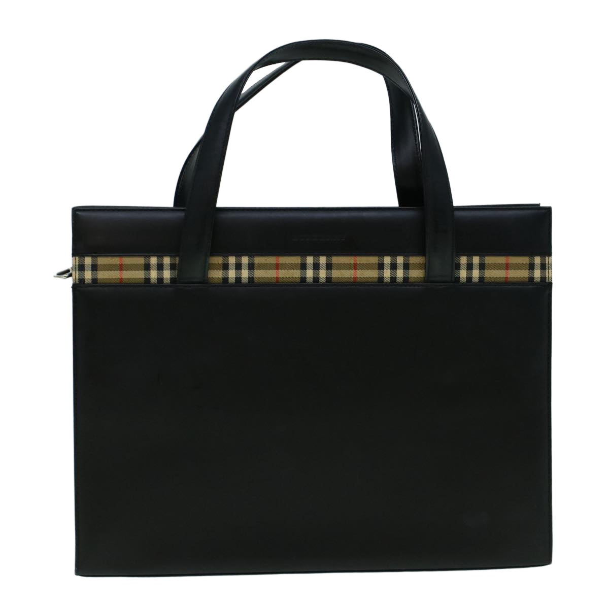 BURBERRY Nova Check Shoulder Bag Leather 2way Beige Black Auth 60410