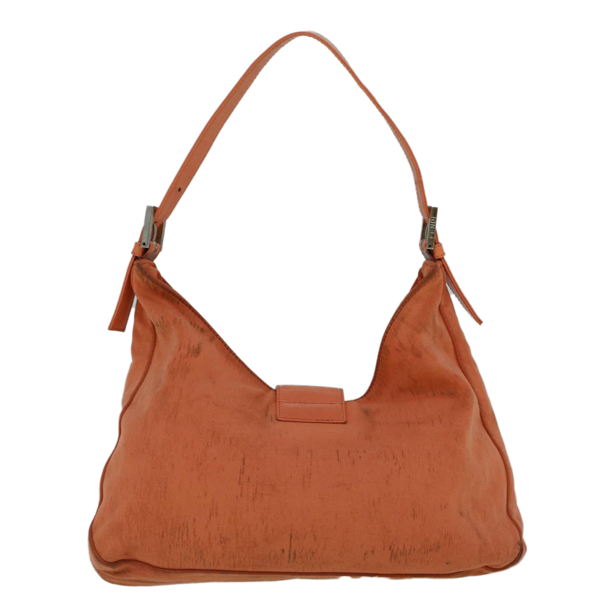 FENDI Mamma Baguette Shoulder Bag Nylon Orange Auth 60423 - 0