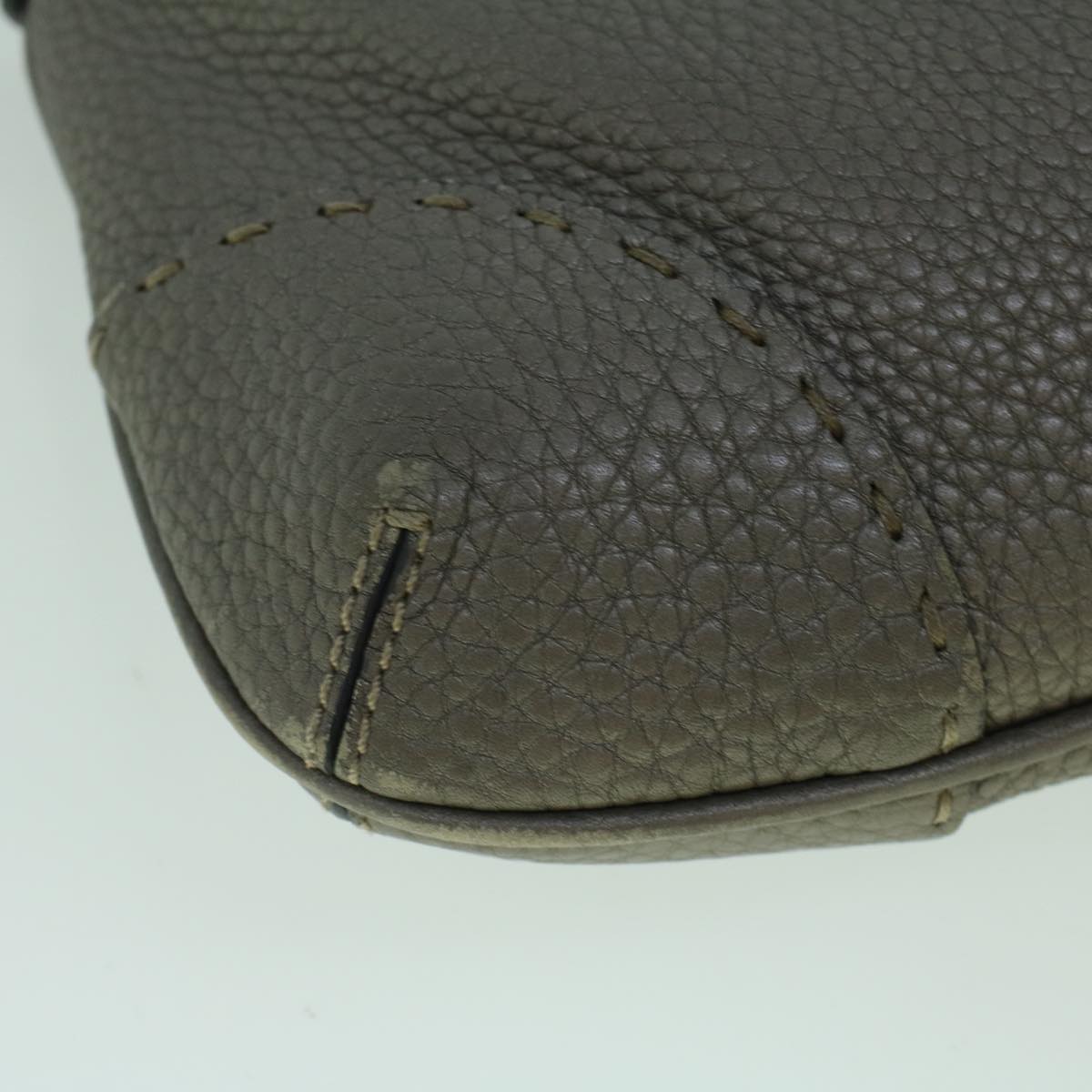 FENDI Shoulder Bag Leather Gray Auth 60425