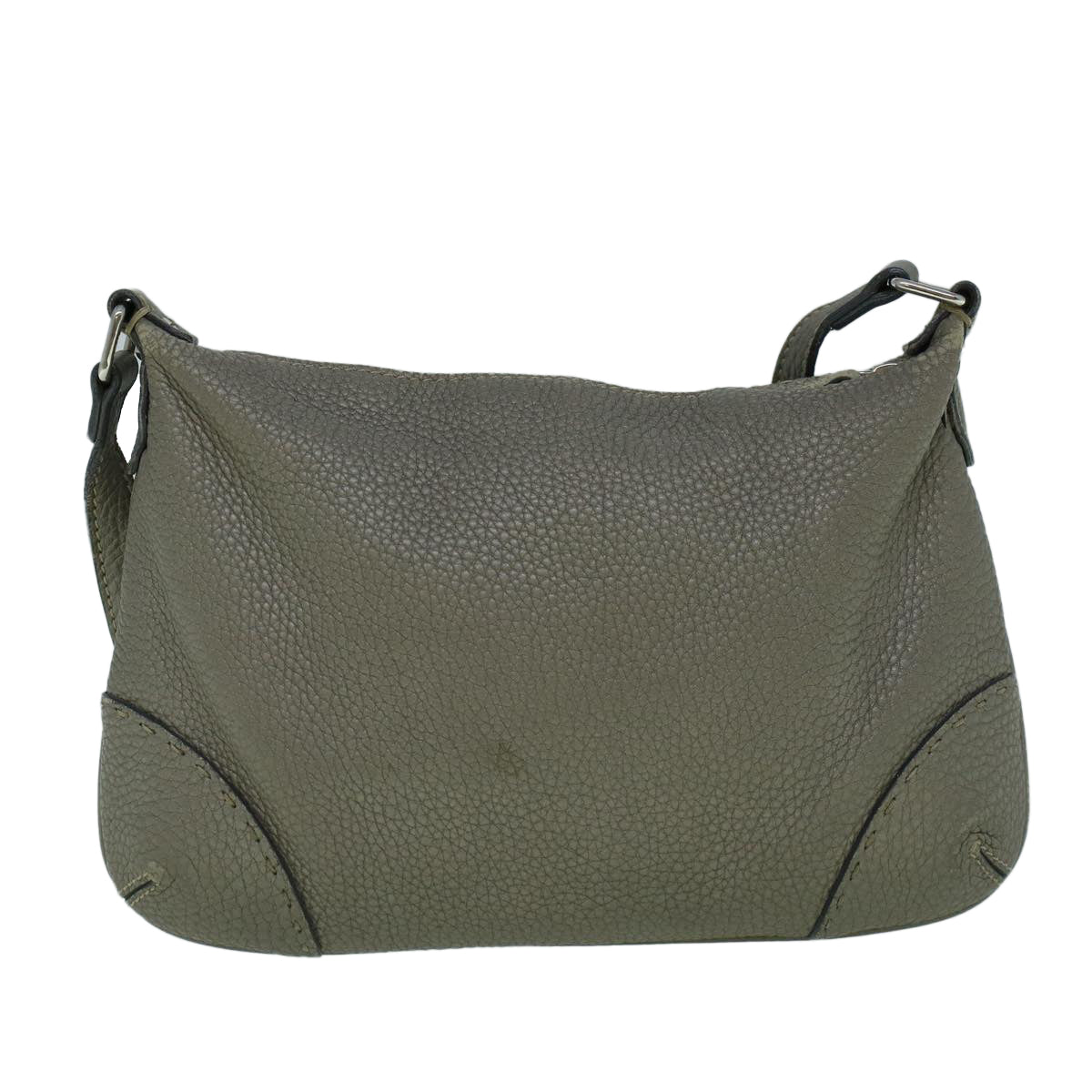 FENDI Shoulder Bag Leather Gray Auth 60425