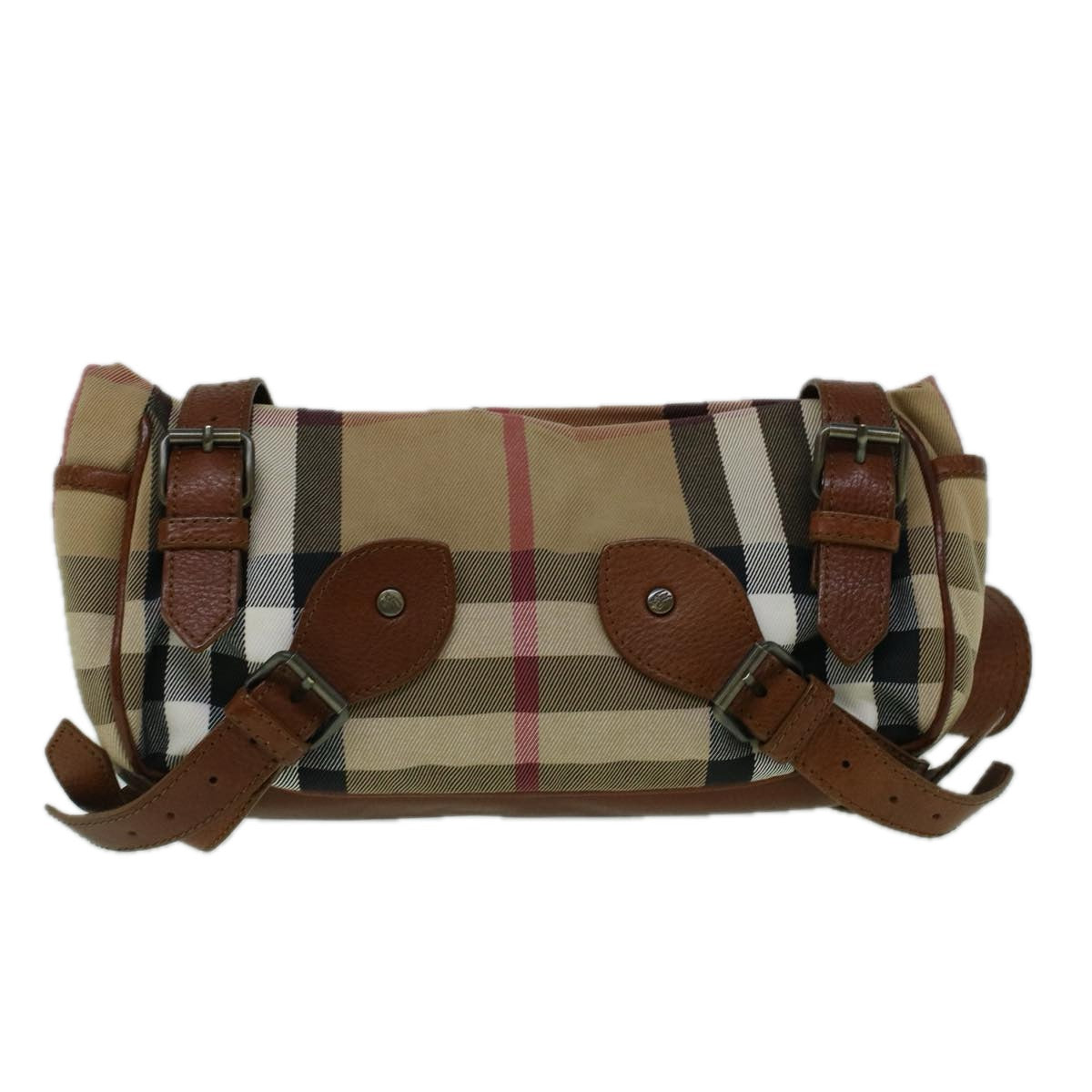 BURBERRY Nova Check Shoulder Bag Canvas Beige Brown Auth 60426