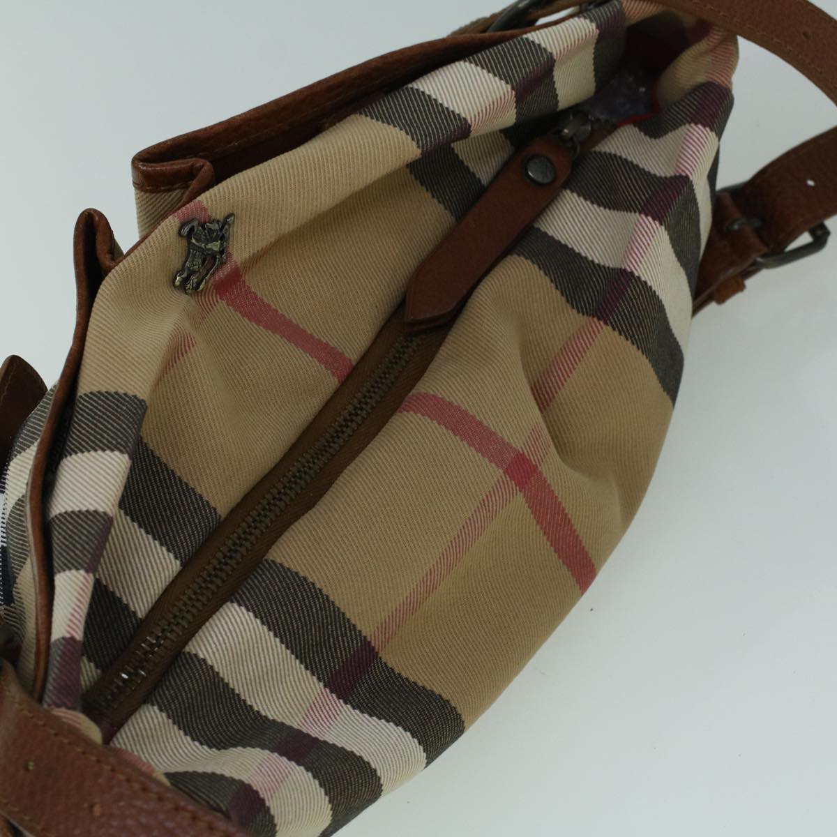 BURBERRY Nova Check Shoulder Bag Canvas Beige Brown Auth 60426