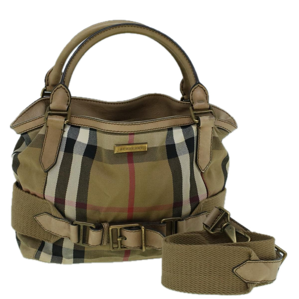 BURBERRY Nova Check Tote Bag Canvas 2way Beige Auth 60427