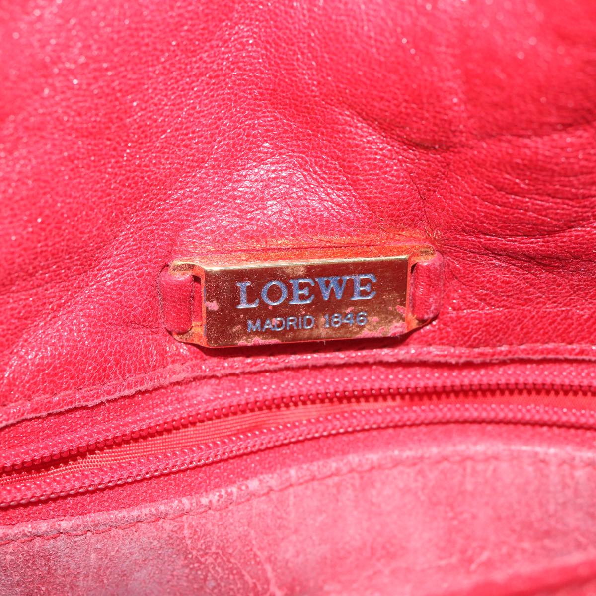 LOEWE Shoulder Bag Leather Red Auth 60452