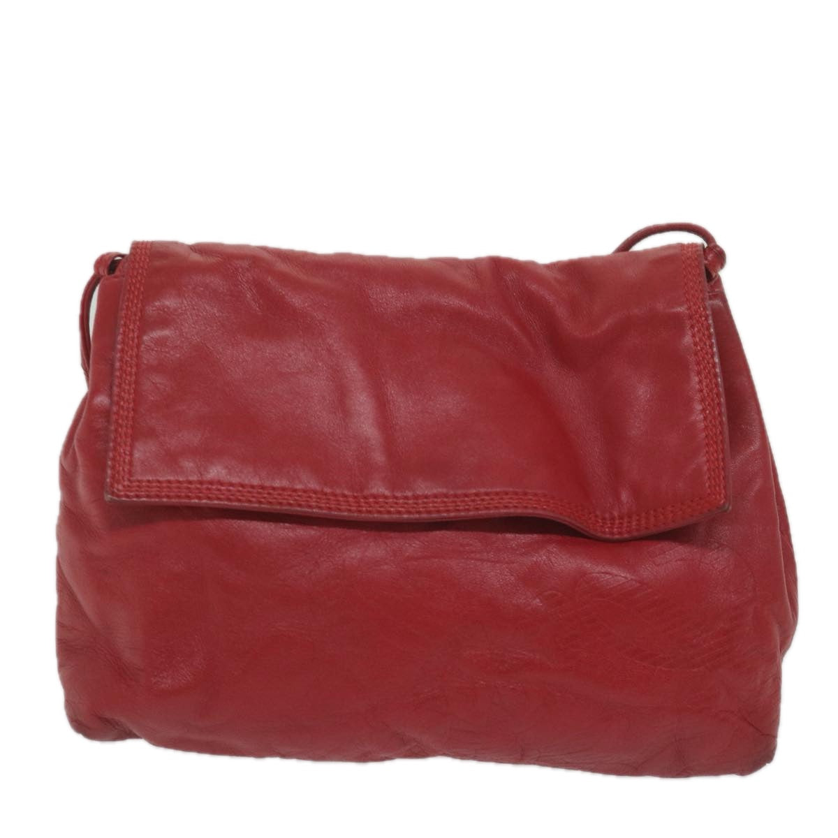 LOEWE Shoulder Bag Leather Red Auth 60452