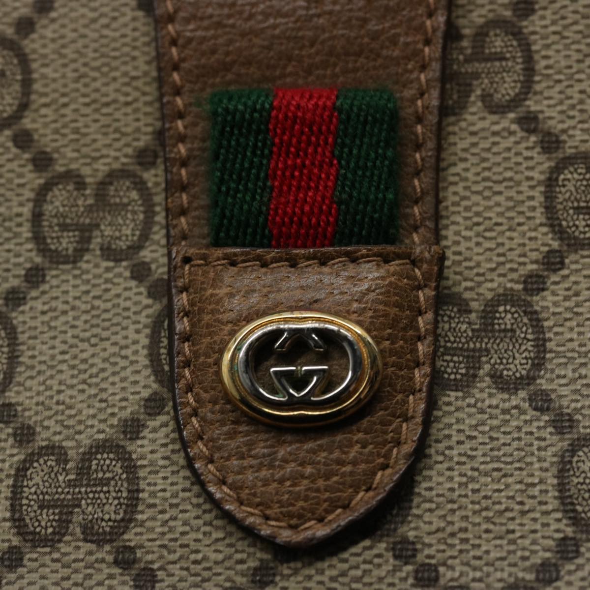 GUCCI GG Supreme Web Sherry Line Clutch Bag Beige Red Green 89 01 030 Auth 60457