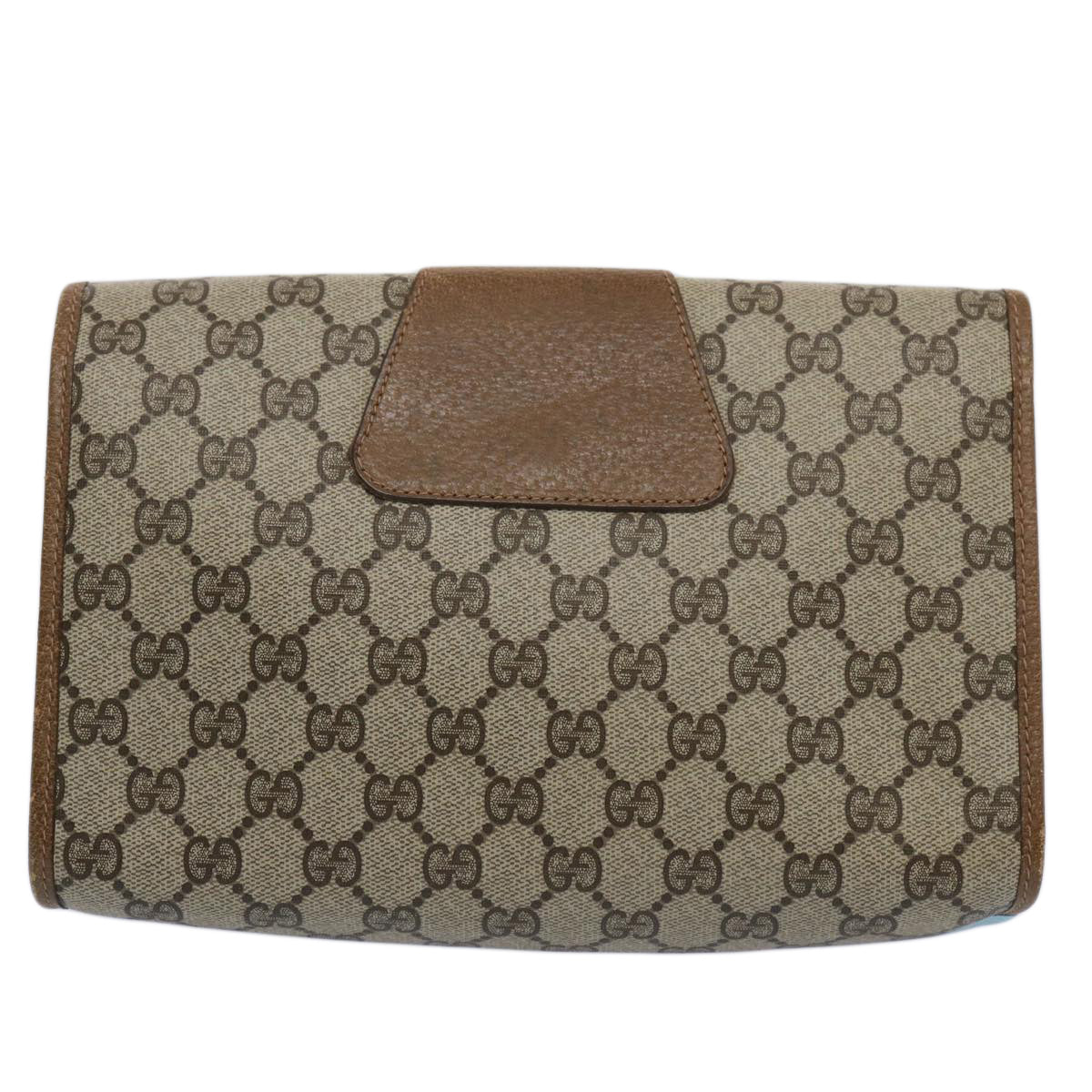 GUCCI GG Supreme Web Sherry Line Clutch Bag Beige Red Green 89 01 030 Auth 60457