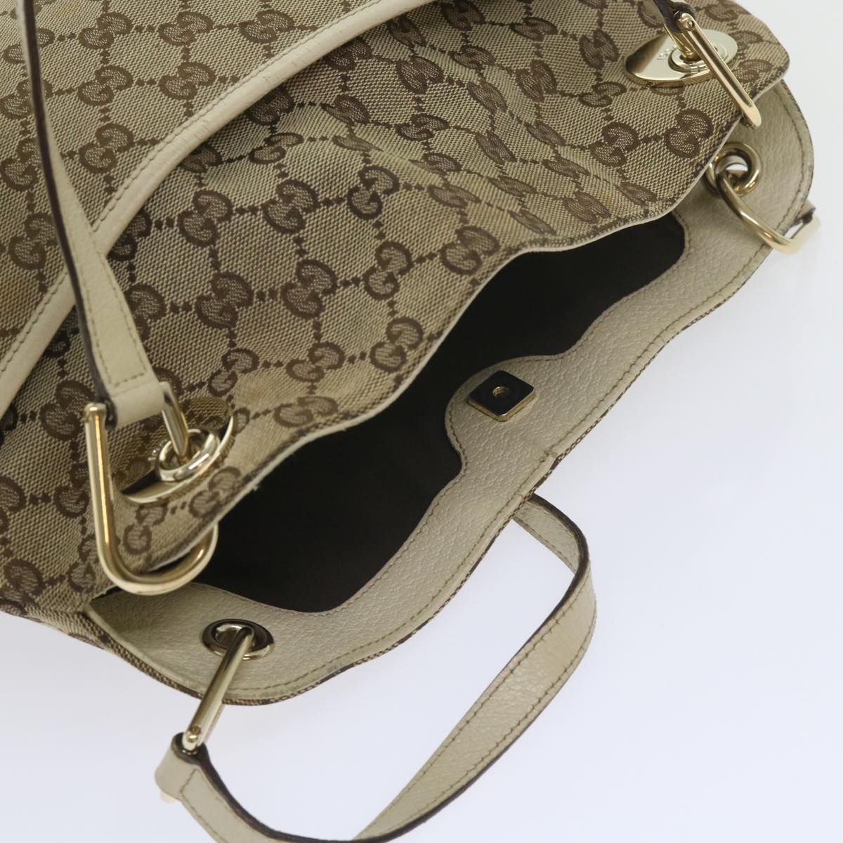 GUCCI GG Canvas Tote Bag Beige 121023 Auth 60518