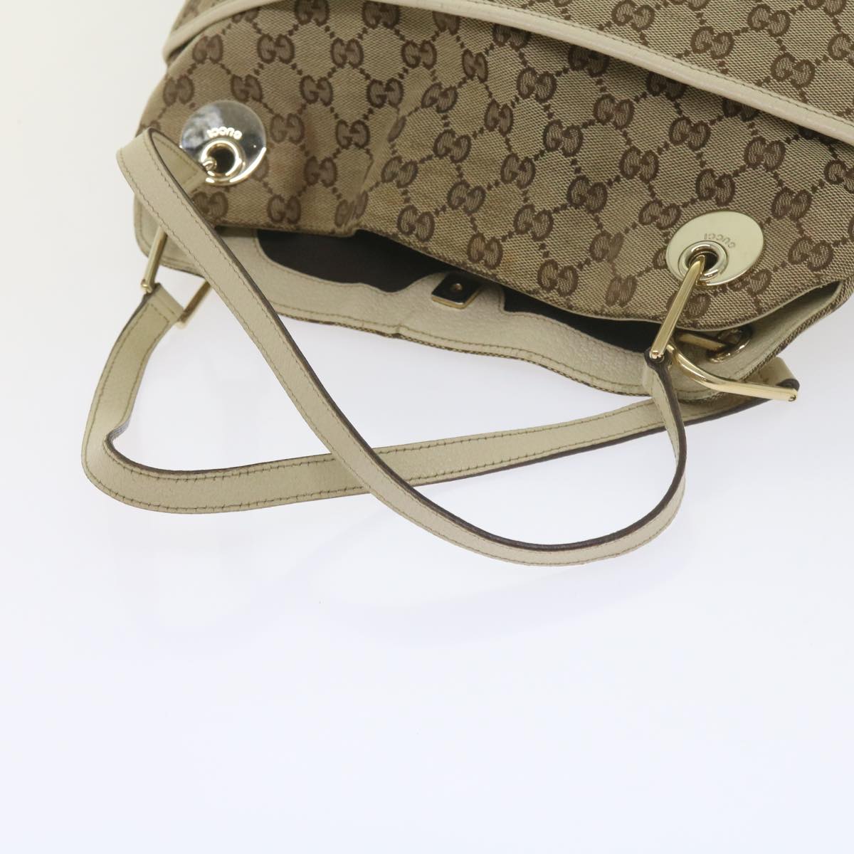 GUCCI GG Canvas Tote Bag Beige 121023 Auth 60518