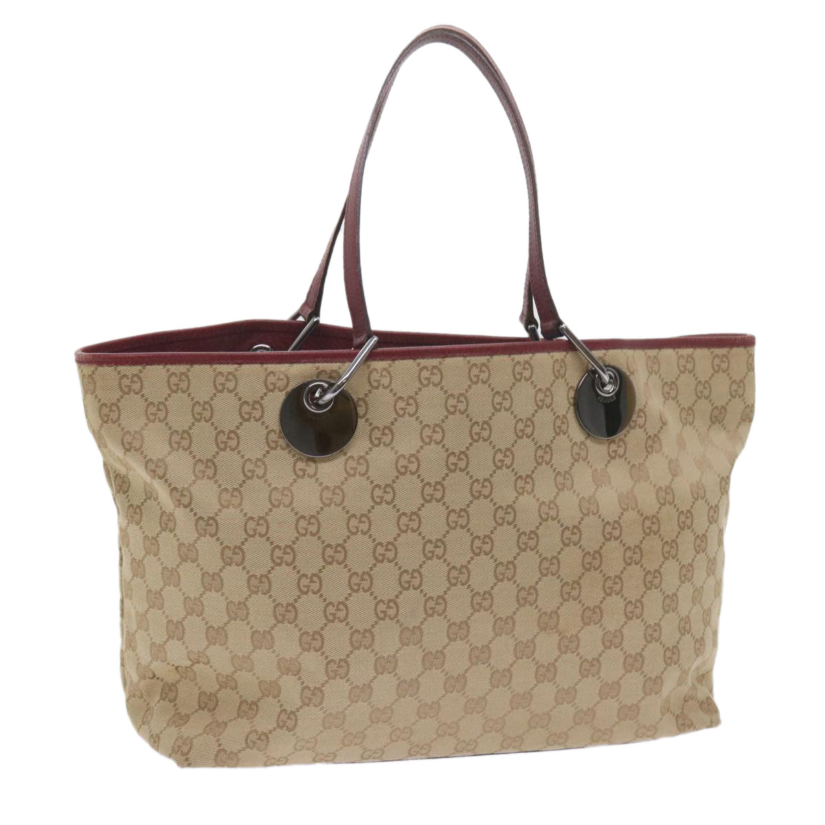 GUCCI GG Canvas Tote Bag Beige 120838 Auth 60521