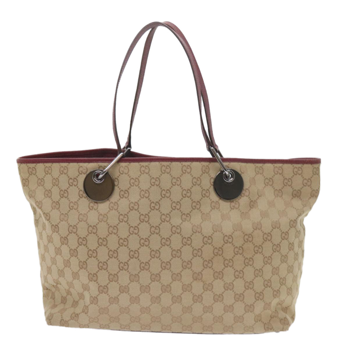 GUCCI GG Canvas Tote Bag Beige 120838 Auth 60521