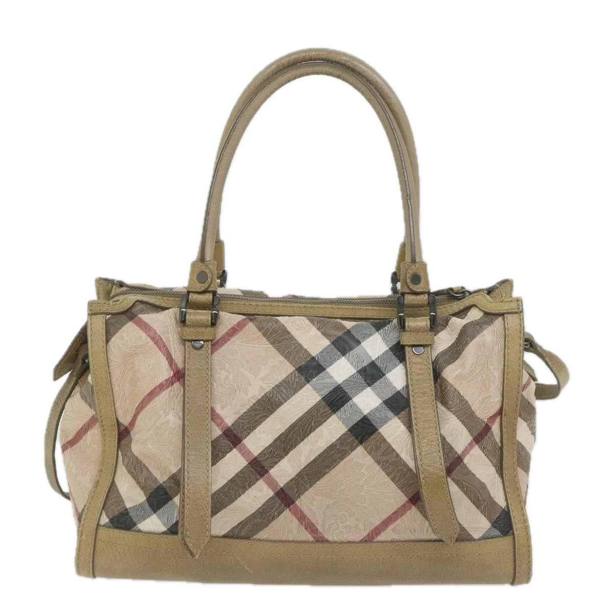 BURBERRY Nova Check Tote Bag Coated Canvas Beige Auth 60526 - 0