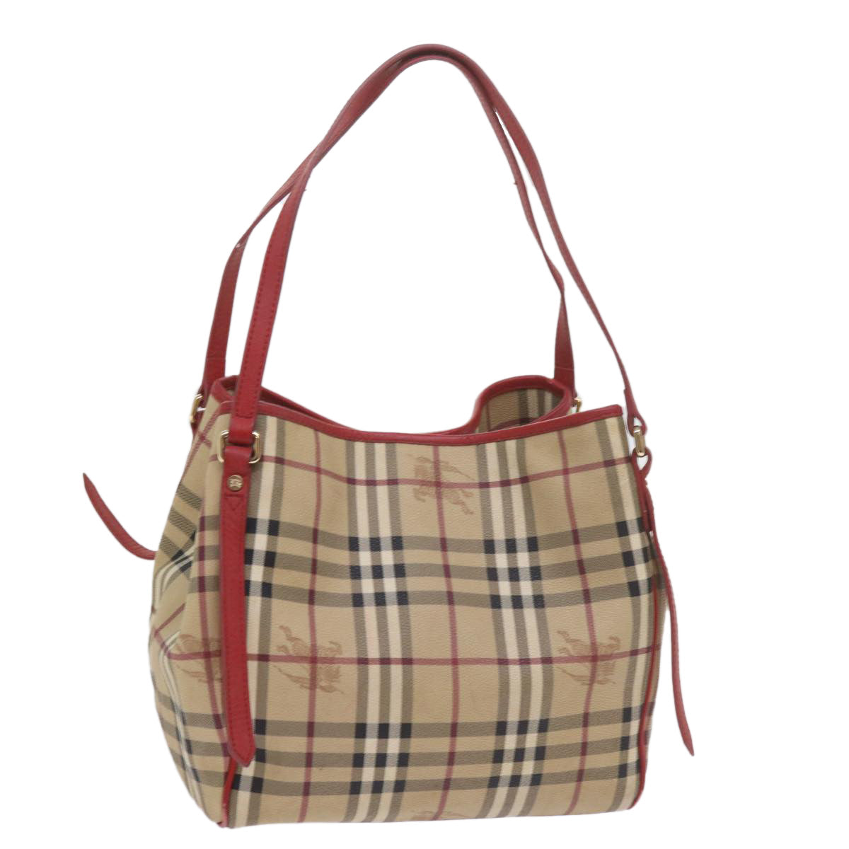 BURBERRY Nova Check Tote Bag PVC Leather Beige Auth 60528