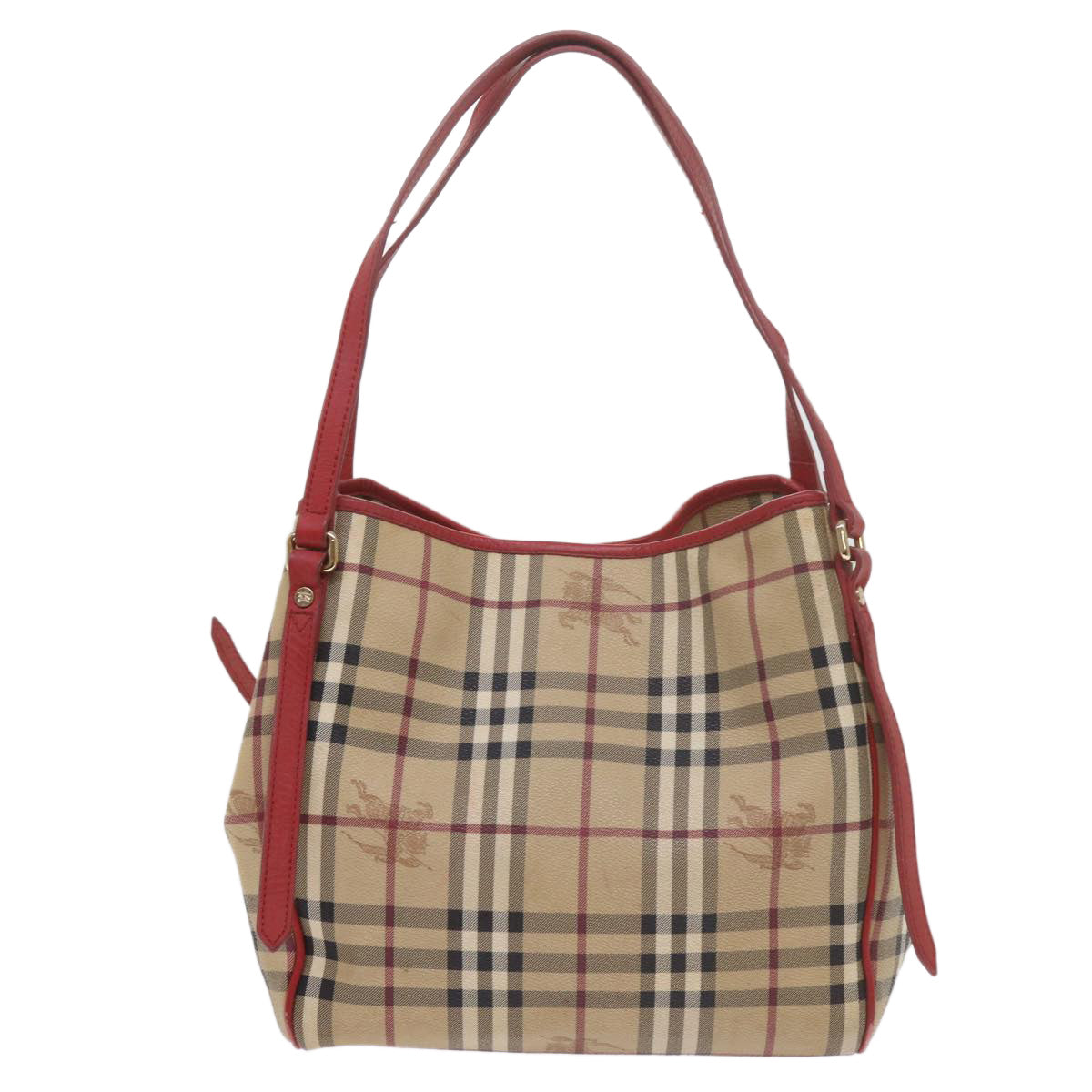 BURBERRY Nova Check Tote Bag PVC Leather Beige Auth 60528