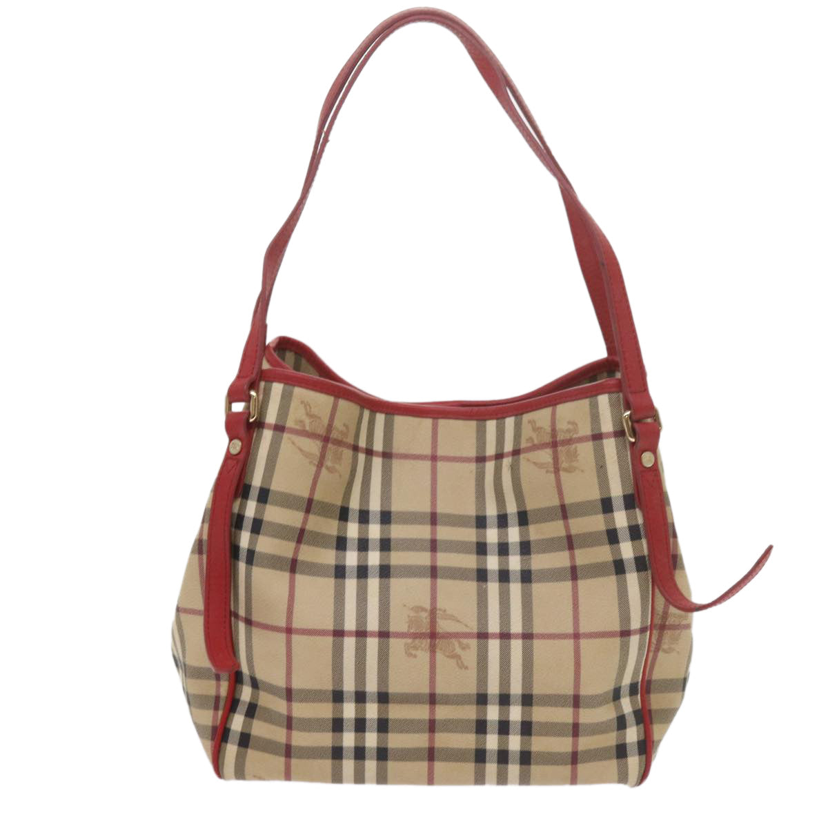 BURBERRY Nova Check Tote Bag PVC Leather Beige Auth 60528