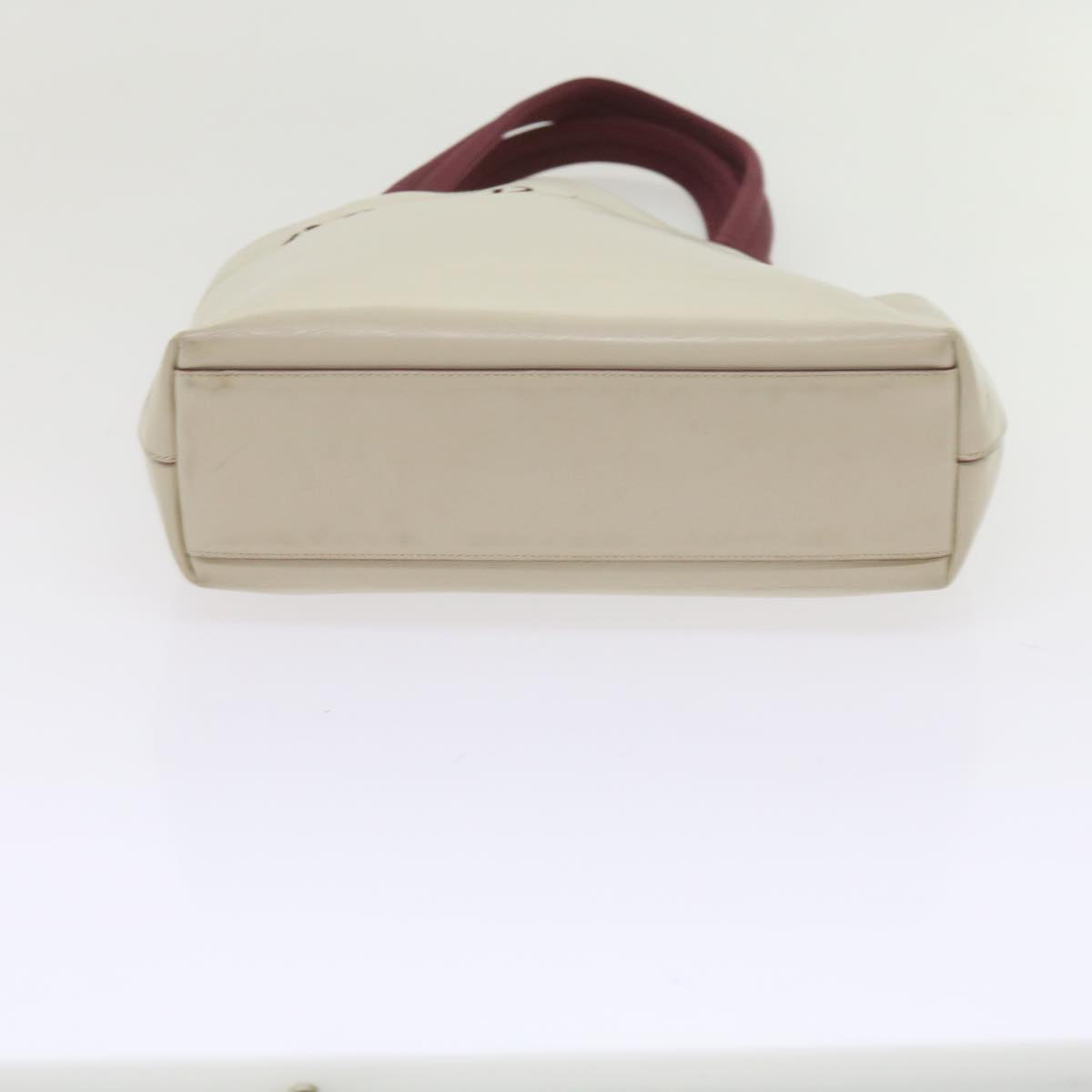 PRADA Hand Bag Leather Beige Red Auth 60531
