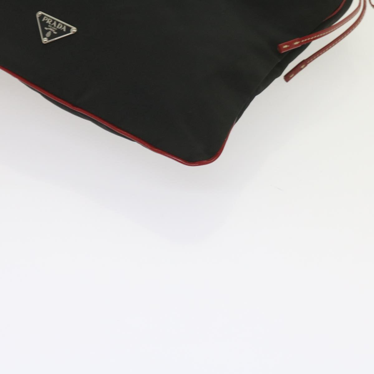 PRADA Hand Bag Nylon Black Red Auth 60533