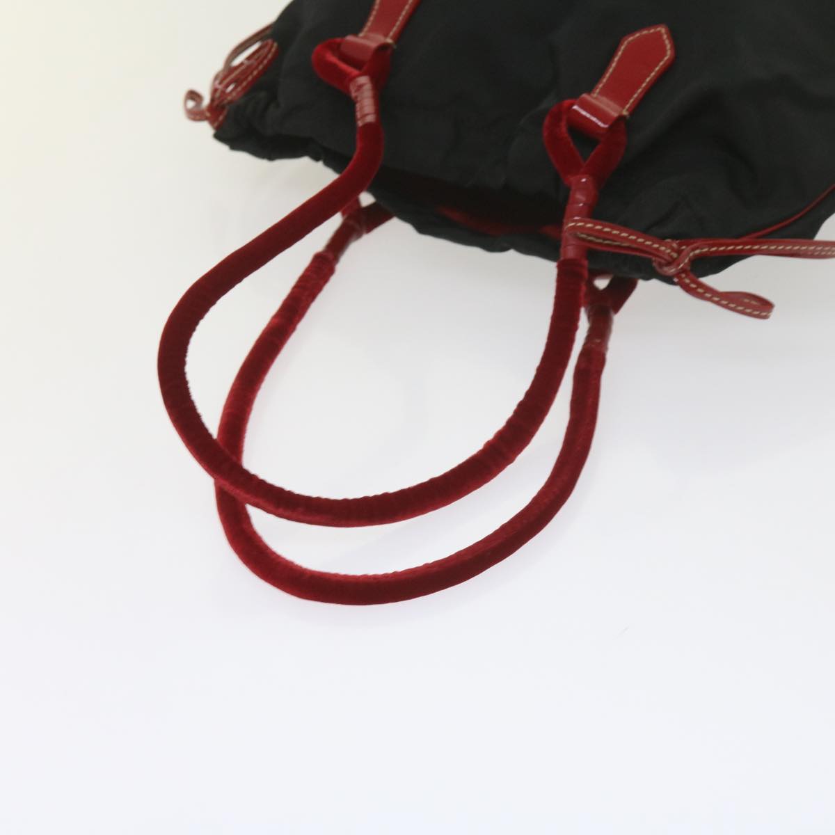 PRADA Hand Bag Nylon Black Red Auth 60533