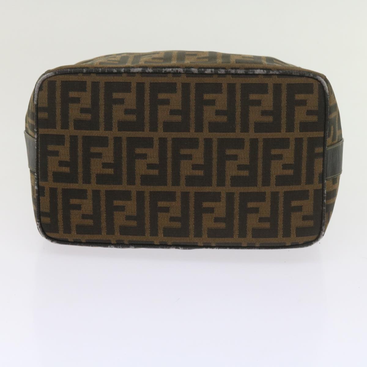 FENDI Zucca Canvas Vanity Cosmetic Pouch Black Brown Auth 60536