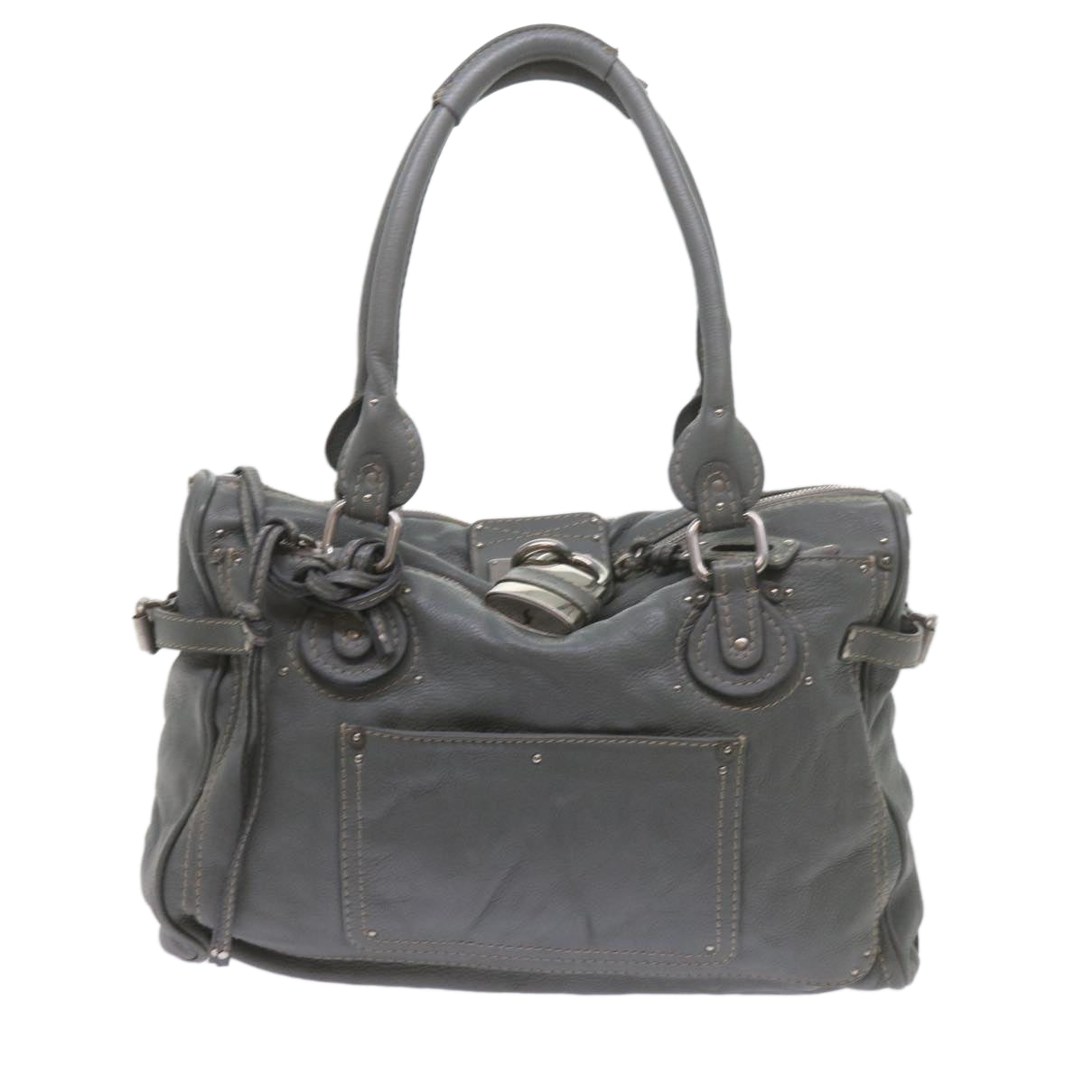 Chloe Paddington Shoulder Bag Leather Gray Auth 60546