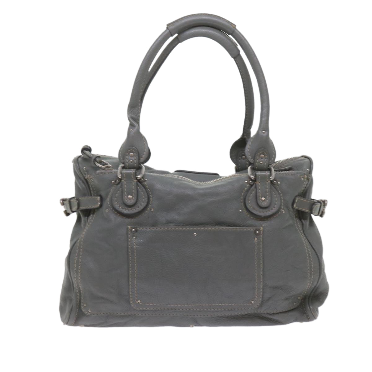 Chloe Paddington Shoulder Bag Leather Gray Auth 60546 - 0