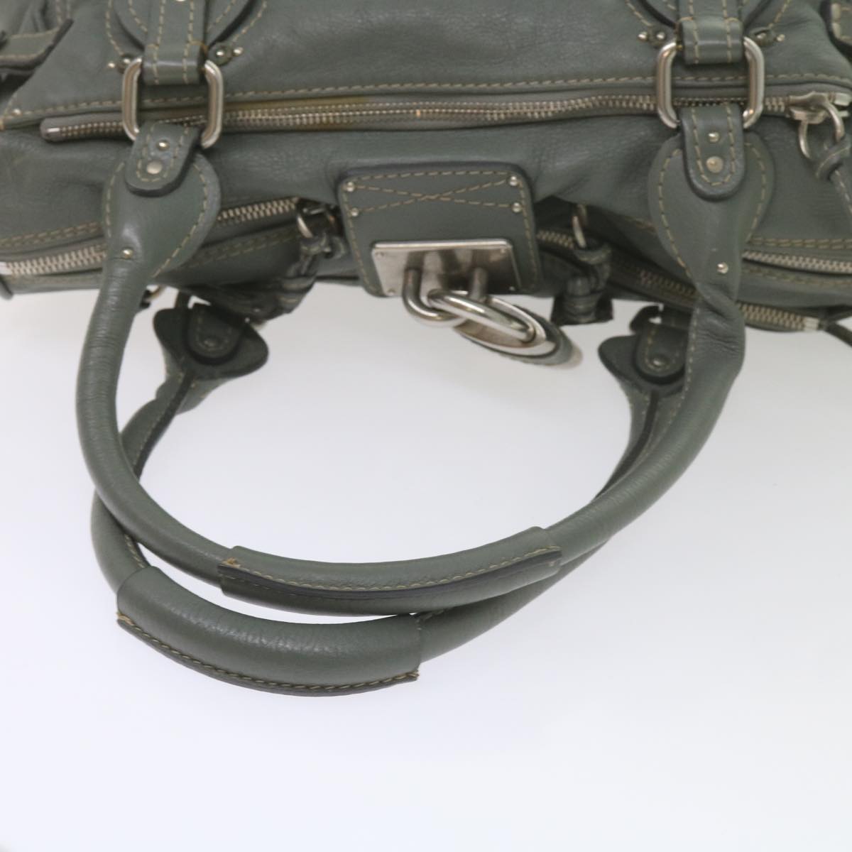 Chloe Paddington Shoulder Bag Leather Gray Auth 60546