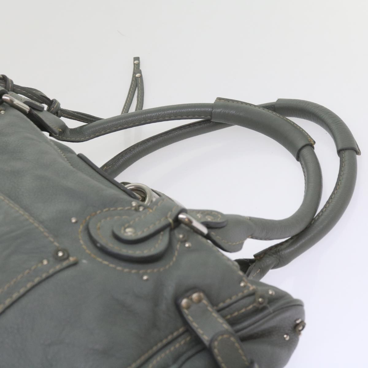 Chloe Paddington Shoulder Bag Leather Gray Auth 60546