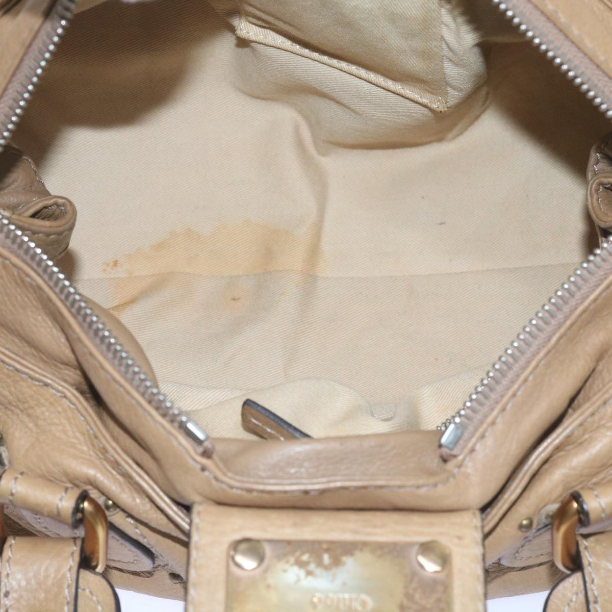 Chloe Paddington Hand Bag Leather Beige Auth 60548