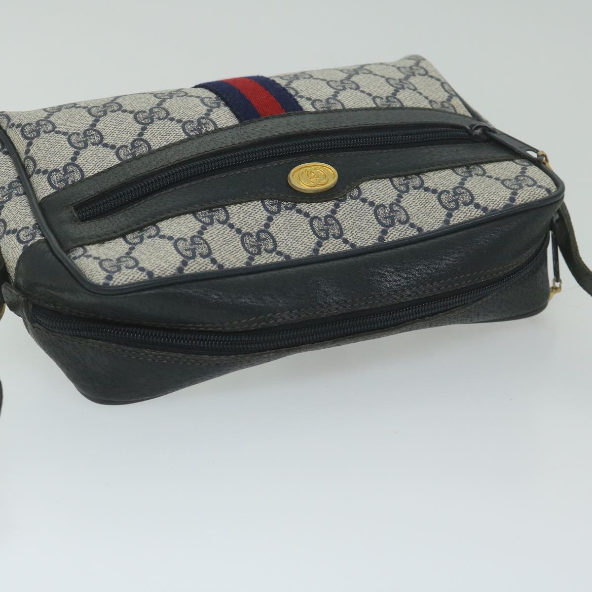 GUCCI GG Supreme Sherry Line Shoulder Bag Red Navy 904 02 004 Auth 60571