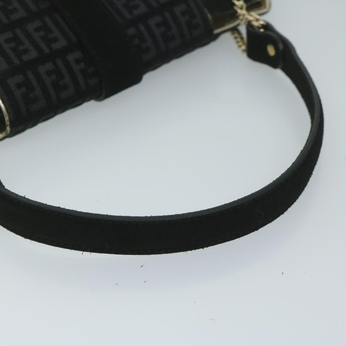 FENDI Zucchino Canvas Shoulder Bag Black Auth 60578