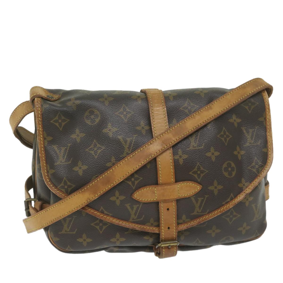 LOUIS VUITTON Monogram Saumur 30 Shoulder Bag M42256 LV Auth 60579