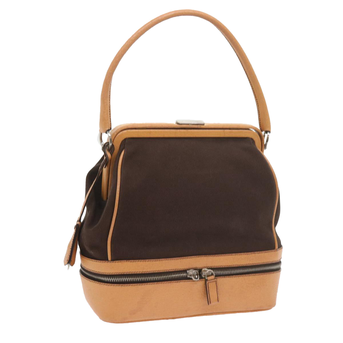 PRADA Hand Bag Canvas Brown Auth 60605