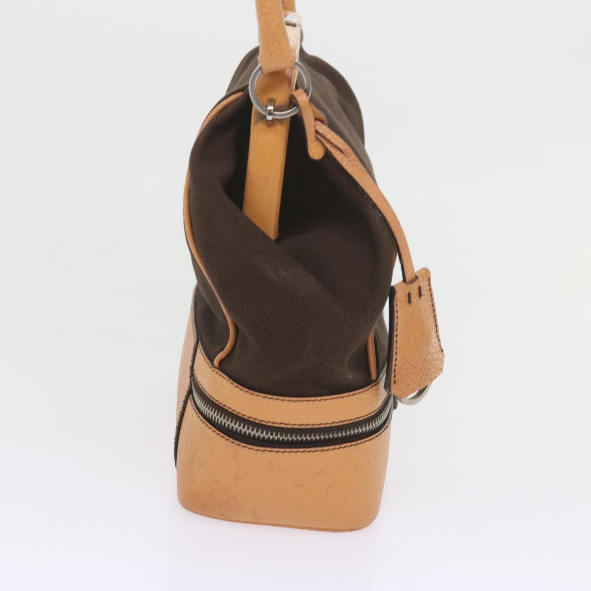 PRADA Hand Bag Canvas Brown Auth 60605