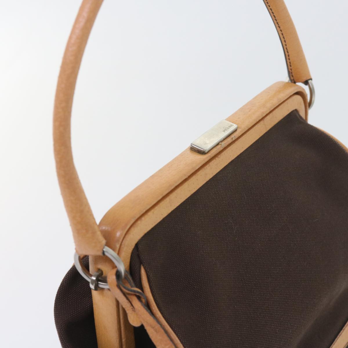 PRADA Hand Bag Canvas Brown Auth 60605
