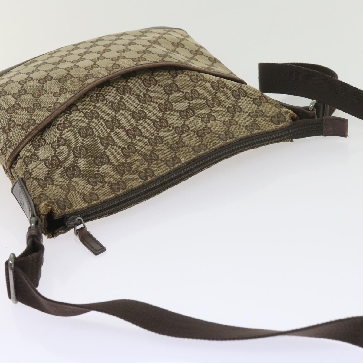 GUCCI GG Canvas Shoulder Bag Beige 145857 Auth 60606