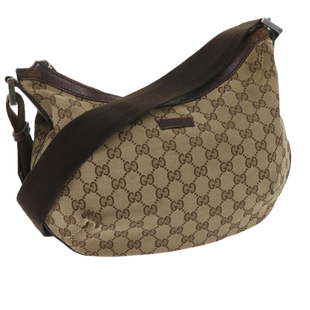 GUCCI GG Canvas Shoulder Bag Beige 181092 Auth 60607