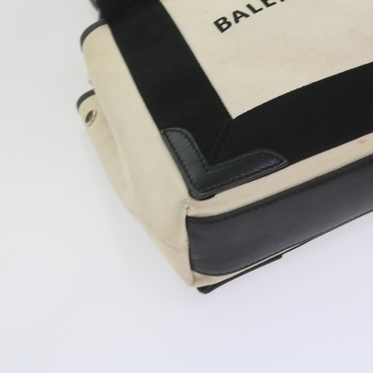 BALENCIAGA Kabas Hand Bag Canvas Black Beige 390346 Auth 60661