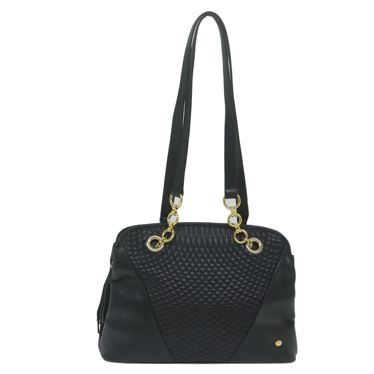 BALLY Tote Bag Leather Black Auth 60671