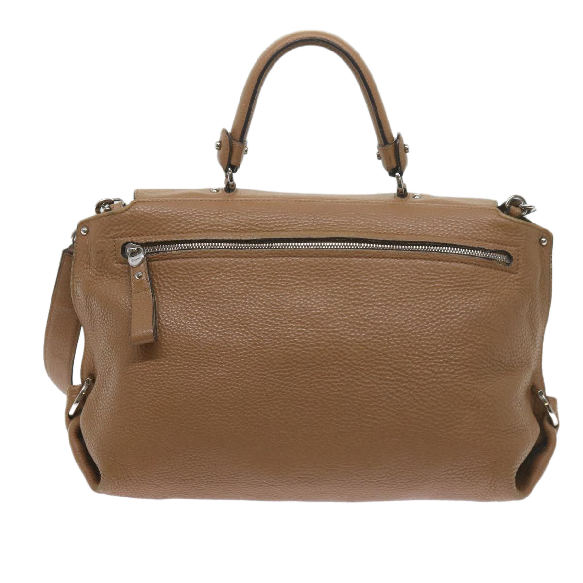 Salvatore Ferragamo Gancini Hand Bag Leather Beige Auth 60695 - 0