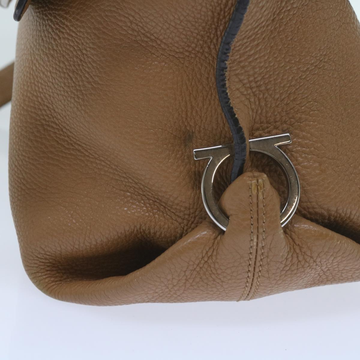 Salvatore Ferragamo Gancini Hand Bag Leather Beige Auth 60695