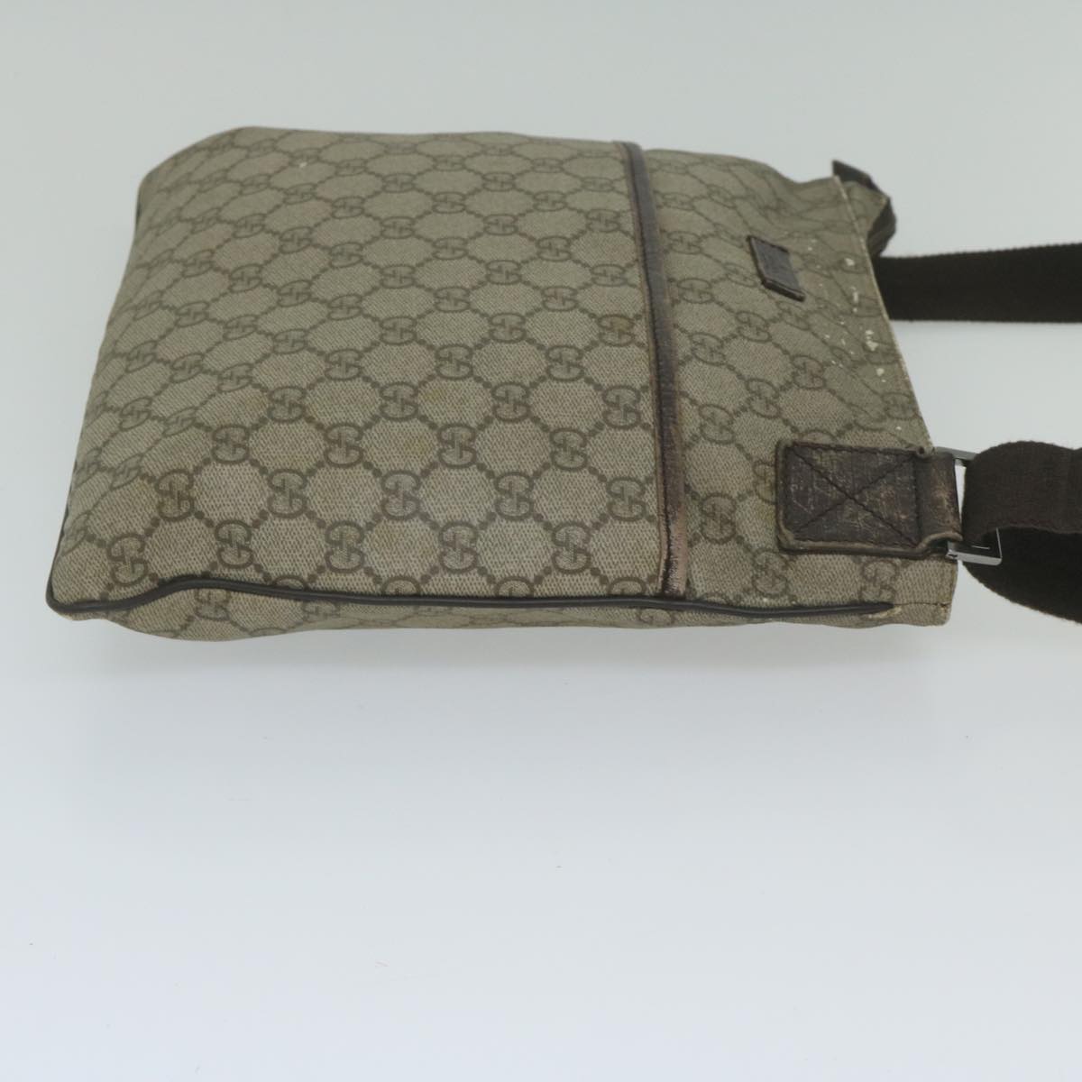 GUCCI GG Supreme Shoulder Bag PVC Leather Beige 141626 Auth 60722