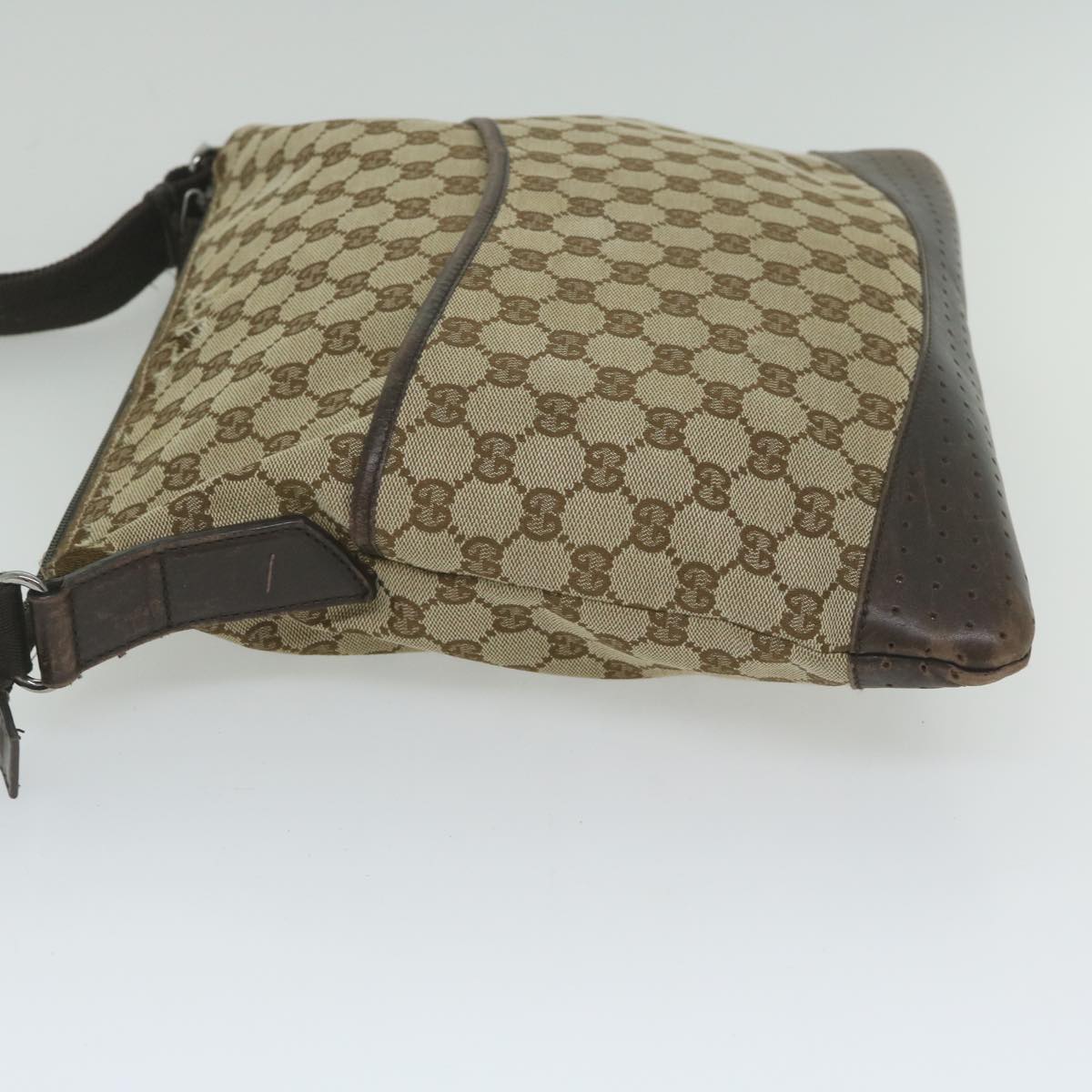 GUCCI GG Canvas Shoulder Bag Beige 145856 Auth 60724